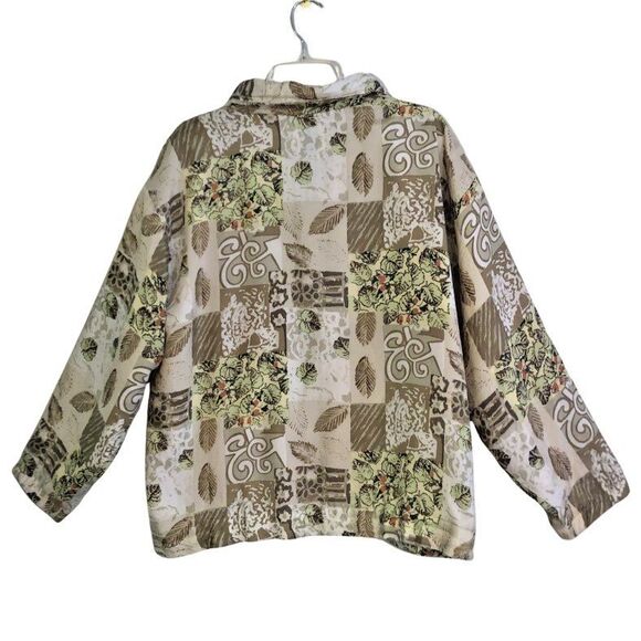 EVR Rousso Silk Bomber Jacket Womens Size XL VTG 90s Patchwork Windbreaker - Picture 7 of 15